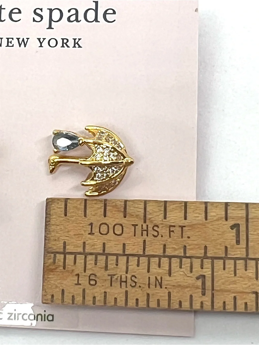 Kate Spade Authentic Rain or Shine Umbrella CZ Pavé Stud Earrings KB908